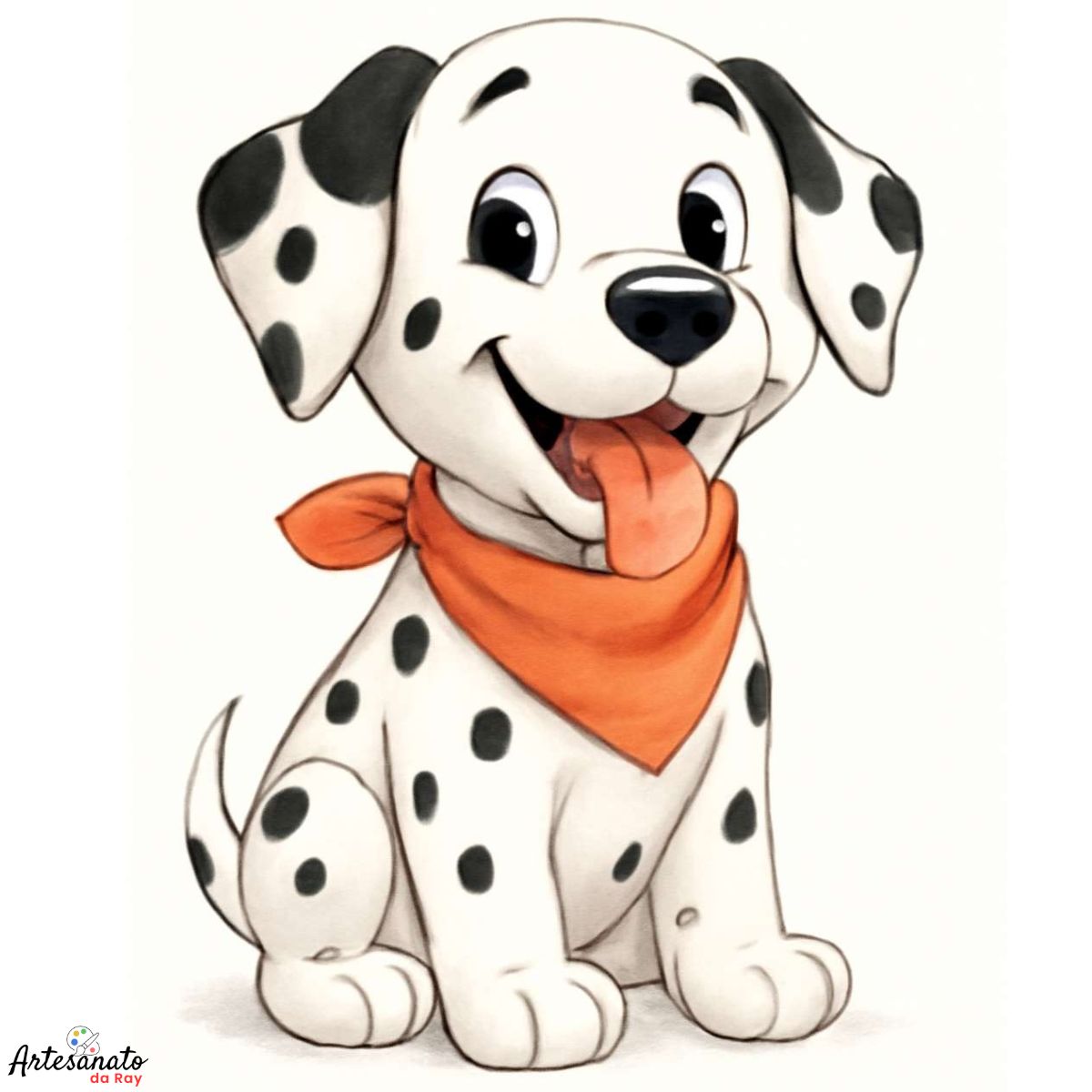 Pintura Finalizada Dálmata Sorrindo